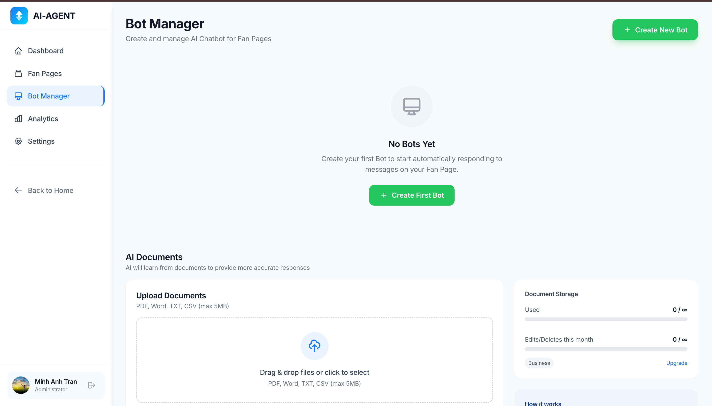 Bot Manager - Trang quan ly chatbot